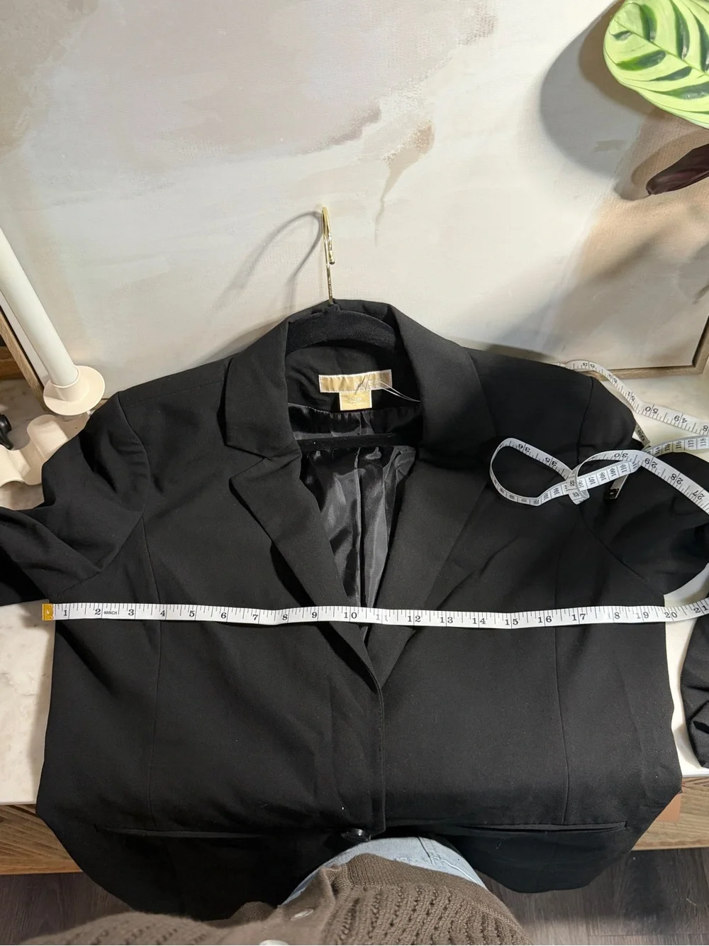 Michael Kors Black Single-Button Women's Blazer, Bunched 3/4 Sleeves
